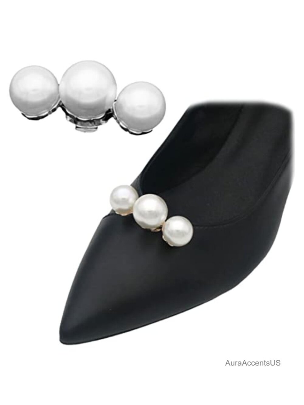 2pc Pearl Metal Shoe Clips Detachable Buckle Women Wedding High Heels Flats